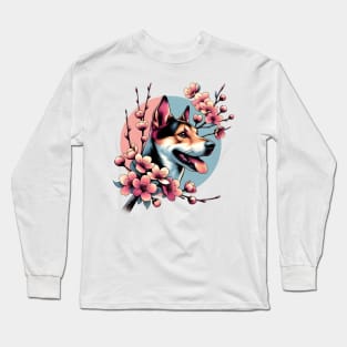 Tornjak Enjoys Spring's Cherry Blossoms Radiance Long Sleeve T-Shirt